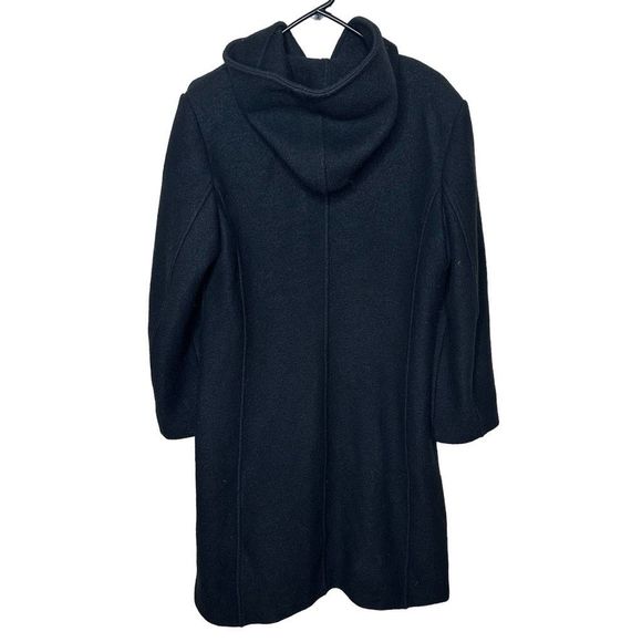 Vintage Geiger Made In Austria Pure New Wool Black Hooded Coat 36 - Picture 4 of 11